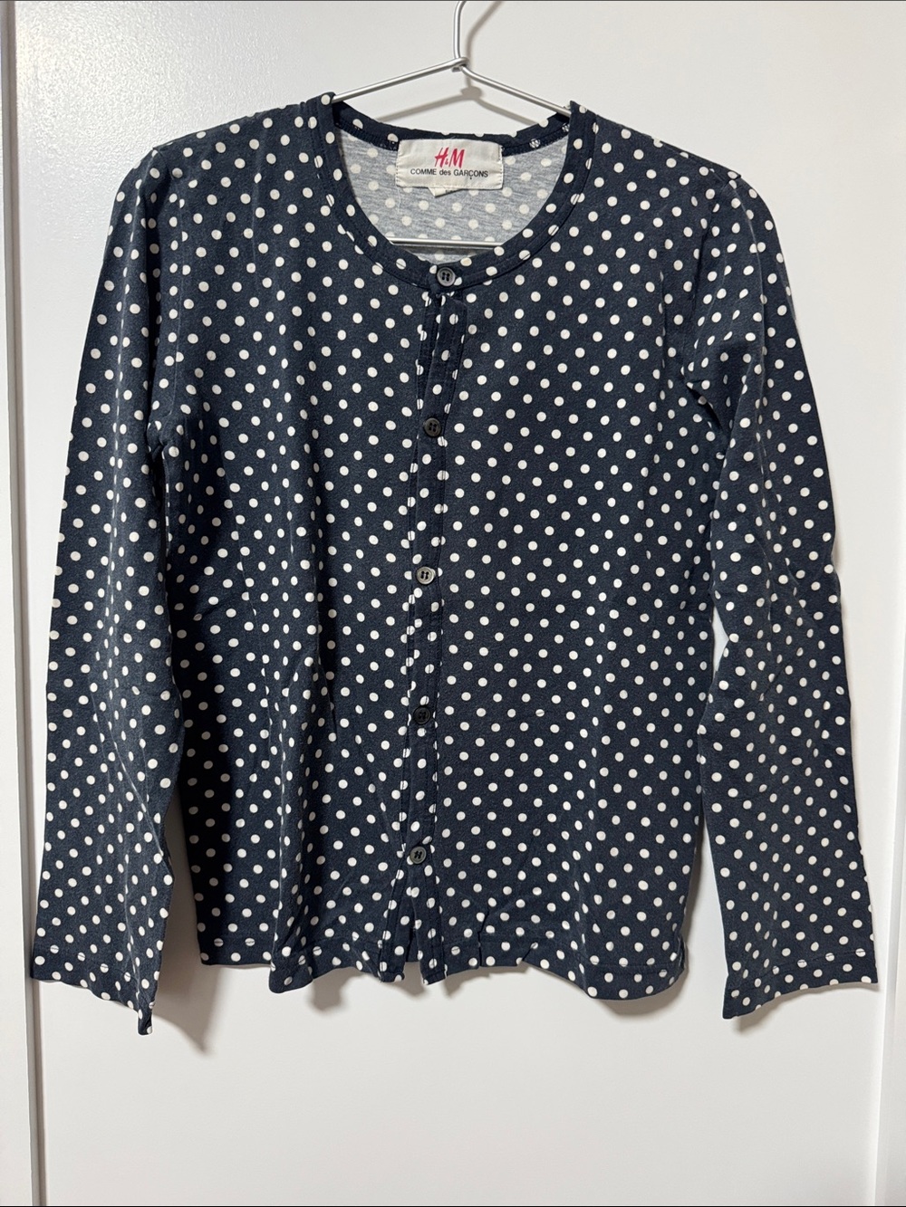 H&M x Comme does Garçons Navy Polka Dot Button-Up Cardigan